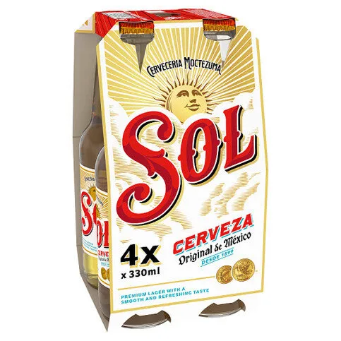 Sol Cerveza Original de México Lager Beer Bottles 6 x 4 x 330ml