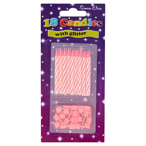 Simon Elvin 18 Pink Candles with Glitter