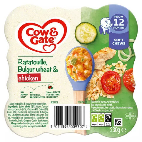 Cow & Gate Ratatouille Bulgur Wheat & Chicken Baby Food Meal, 12+ Months, 230g