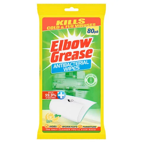 Elbow Grease Lemon Fresh Antibacterial 80 Wipes