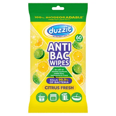 Duzzit Anti Bac Wipes Citrus Fresh 60 Pack