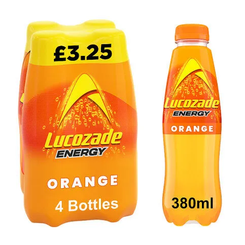 Lucozade Energy Drink Orange 4 x 380ml PMP £3.25
