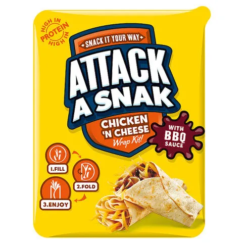 Attack a Snak Chicken 'n Cheese Wrap Kit with BBQ Sauce 86g