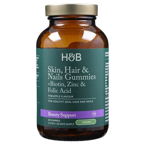 Holland & Barrett Skin Hair and Nails Vegan Pineapple Flavour 60 Gummies