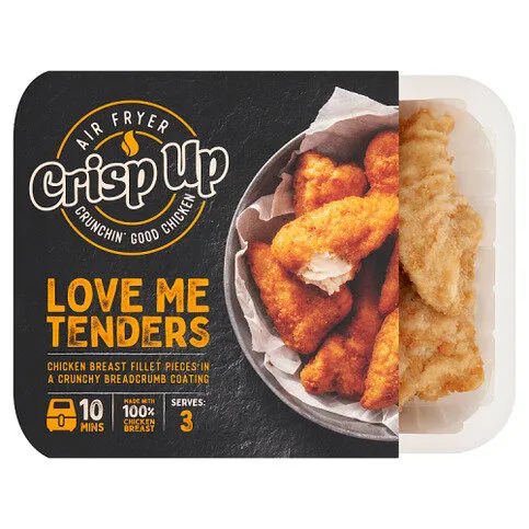 Crisp Up Love Me Tenders Chicken Breast Fillet Pieces in a Crunchy Breadcrumb Coating 330g