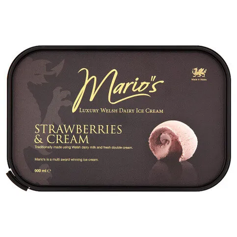 Mario's Luxury Welsh Dairy Ice Cream Strawberries & Cream 900ml