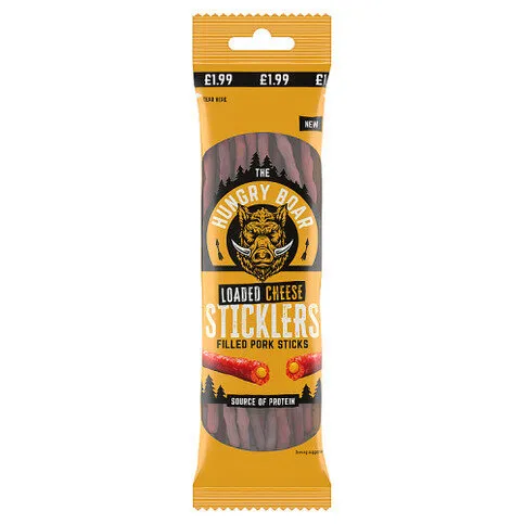 The Hungry Boar Loaded Cheese Sticklers Filled Pork Sticks 50g