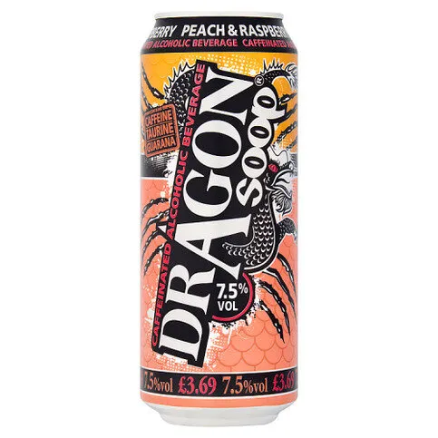 Dragon Soop Peach & Raspberry Caffeinated Alcoholic Beverage 500ml