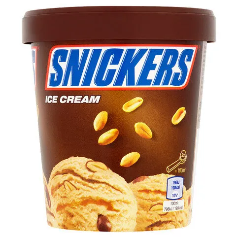 Snickers Chocolate Peanut Ice Cream Tub 500ml