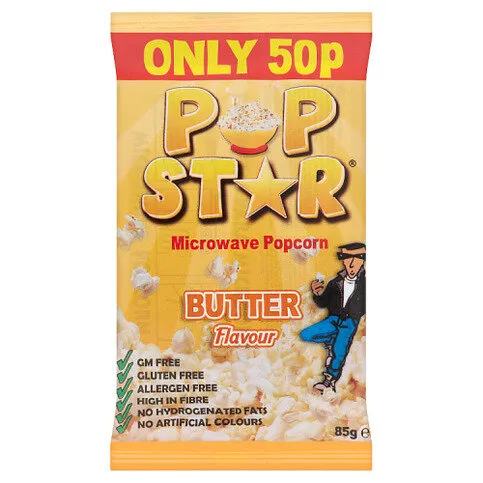 Pop Star Microwave Popcorn Butter Flavour 85g