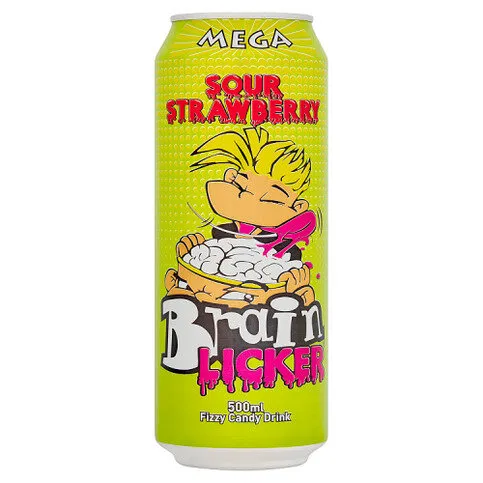 Brain Licker Mega Sour Strawberry Fizzy Candy Drink 500ml