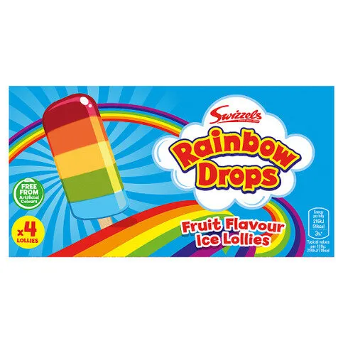 Swizzels Rainbow Drops Fruit Flavour Ice Lollies 4 x 73g (292g)