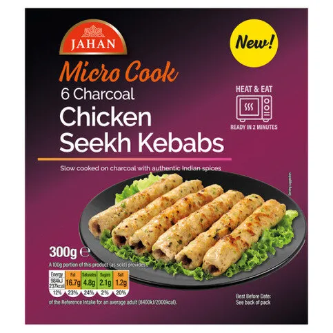 Jahan Micro Cook 6 Charcoal Chicken Seekh Kebabs 300g