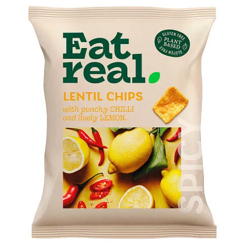 Eat Real Lentil Chips with Punchy Chilli and Lively Lemon 40g