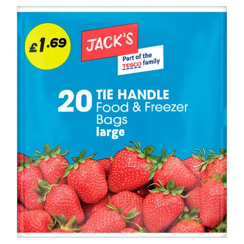 Jack's 20 Tie Handle Food & Freezer Bags Large