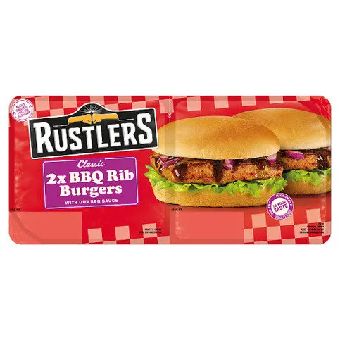 Rustlers Classic BBQ Rib Burgers with our BBQ Sauce 244g