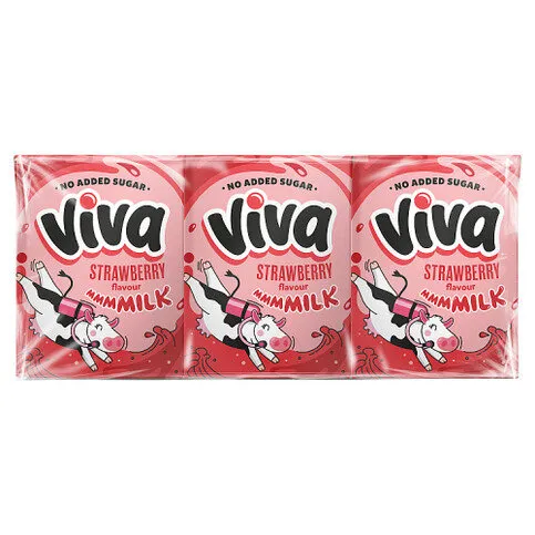 VIVA Strawberry Flavour Milk 3 x 200ml