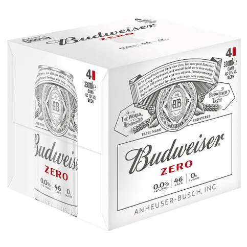 Budweiser Zero Alcohol Free Lager Beer Cans 4 x 330ml