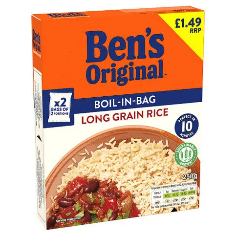 Bens Original Boil In Bag PMP £1.49 Long Grain Rice 2 x 125g
