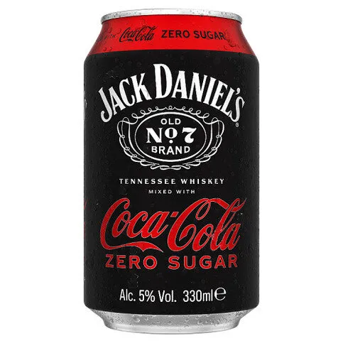 Jack Daniel's Old No. 7 Brand Tennessee Whiskey Mixed with Coca-Cola Zero Sugar 330ml