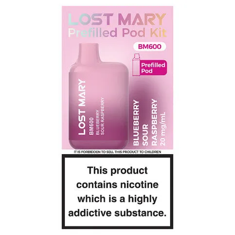 Lost Mary BM600 Blueberry Sour Raspberry Prefilled Pod Kit 20mg/ml