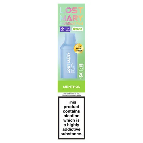 Lost Mary BM600 2 Menthol Prefilled Pod 20mg/ml