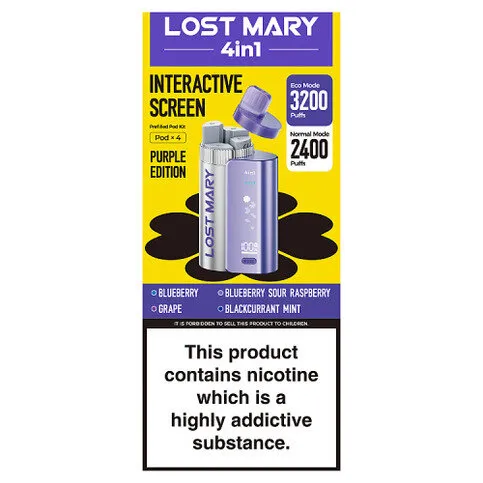 Lost Mary 4in1 Interactive Screen Purple Edition Prefilled Pod Kit