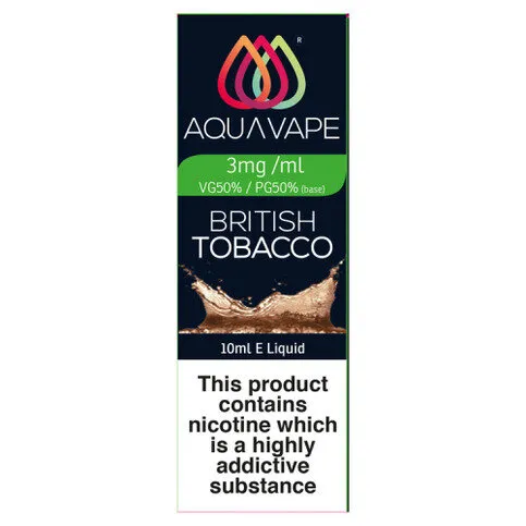 Aqua Vape British Tobacco E Liquid 3mg 10ml