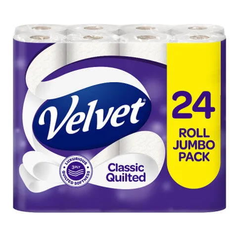 Velvet Classic Quilted Toilet Rolls 24 Rolls