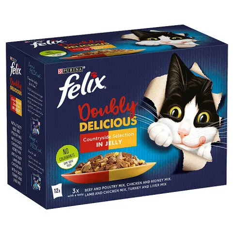 FELIX As Good As It Looks Doubly Delicious Meat Selection in Jelly Wet Cat Food 12 x 100g