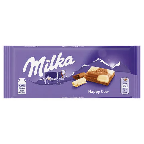 Milka Happy Cows Milk and White Chocolate Bar 100g