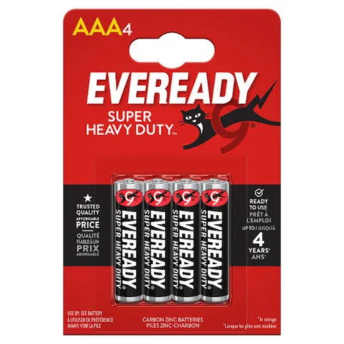 Eveready Super Heavy Duty AAA4 Batteries 4 Pack