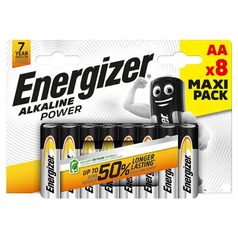 Energizer Alkaline Power AA Batteries 8 Pack