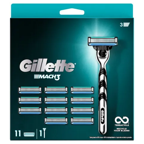 Gillette Mach 3 Razor+12 Blads BO