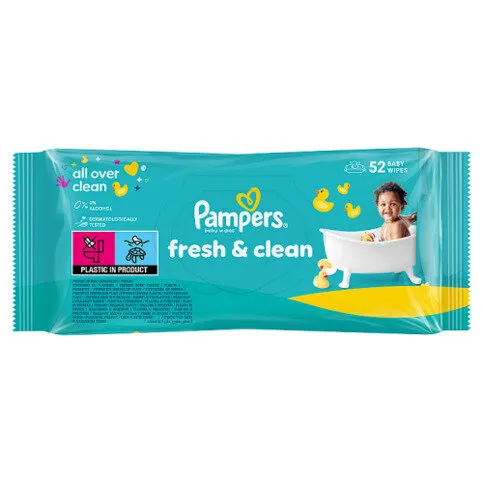 Pampers Fresh Clean Baby Wipes, 1 Pack of 52 Wipes = 52 Baby Wet Wipes