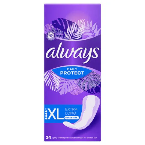 Always Daily Protect Extra Long Panty Liners 24 Liners, Odour Lock