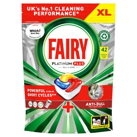 Fairy Platinum Plus All In One Dishwasher Tablets Lemon, 42 Tablets