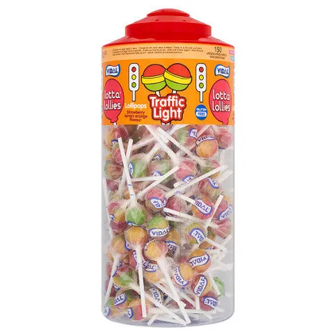 Vidal Lotta Lollies 150 Lollipops Strawberry Lemon-Orange Flavour