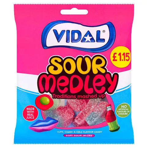 Vidal Sour Medley Tutti, Cherry & Cola Flavour Candy 140g