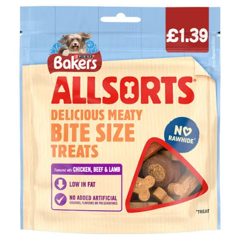 BAKERS Allsorts Chicken, Beef and Lamb Dog Treats 98g PMP