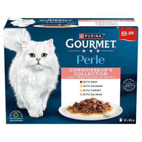 Gourmet Perle Mini Fillets in Gravy Connoisseur's Collection Wet Cat Food 12x85g