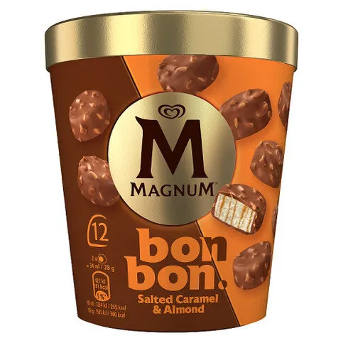 Magnum Bonbon Salted Caramel & Almond Ice Cream Frozen Snack 12x 17 ml (204 ml)