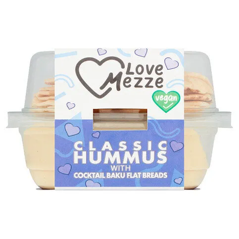 Love Mezze Classic Hummus with Cocktail Baku Flat Breads 130g