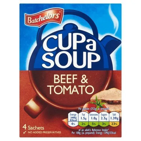 Batchelors Cup a Soup Beef & Tomato 4 Sachets 88g