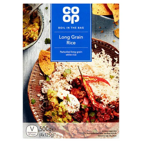 Co Op Boil in the Bag Long Grain Rice 4 x 125g (500g)