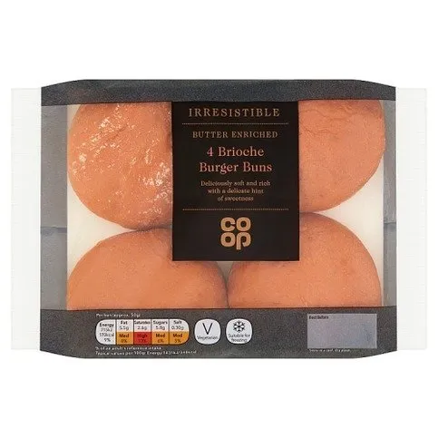 Co-op Irresistible Butter Enriched 4 Brioche Burger Buns