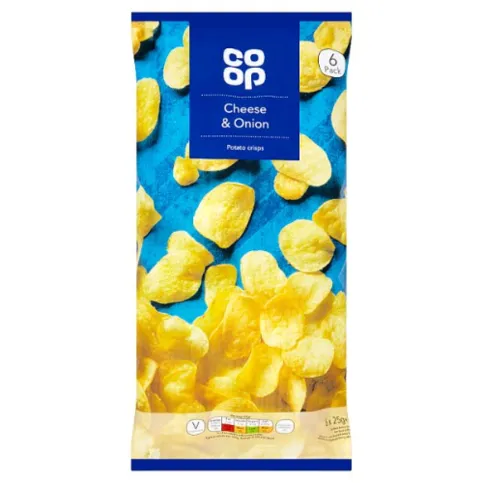 Co Op Cheese & Onion Potato Crisps 6 x 25g