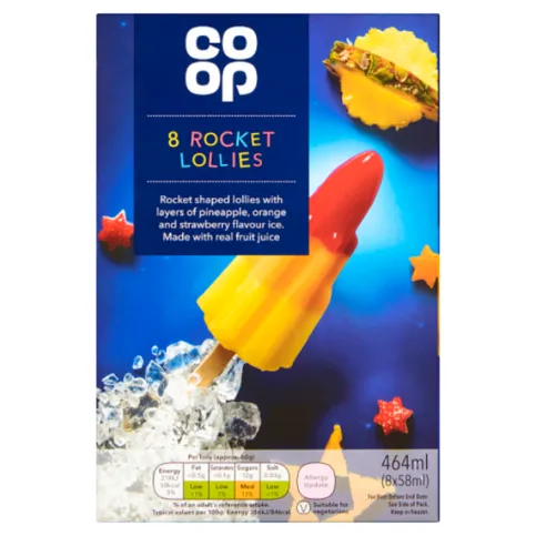 Co Op Rocket Lollies 8 x 58ml