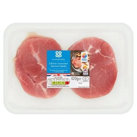 Co-Op 2 British Unsmoked Gammon Steaks 420g