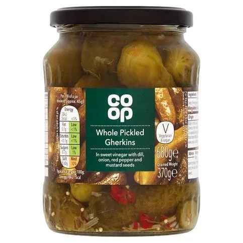 Co Op Whole Pickled Gherkins 680g